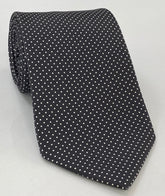 Macclesfield Print Pin Dot Silk Tie White on Black MCPDT-36
